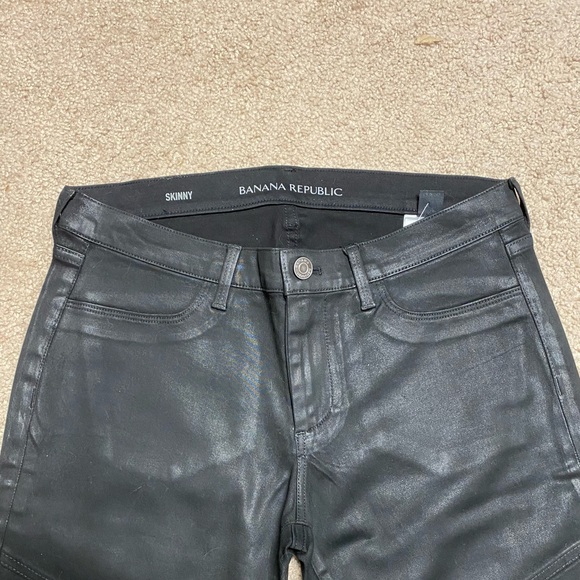 Banana Republic New With Tags Goth Biker Wax Coated Skinny Jeans 28 9 - Picture 2 of 4